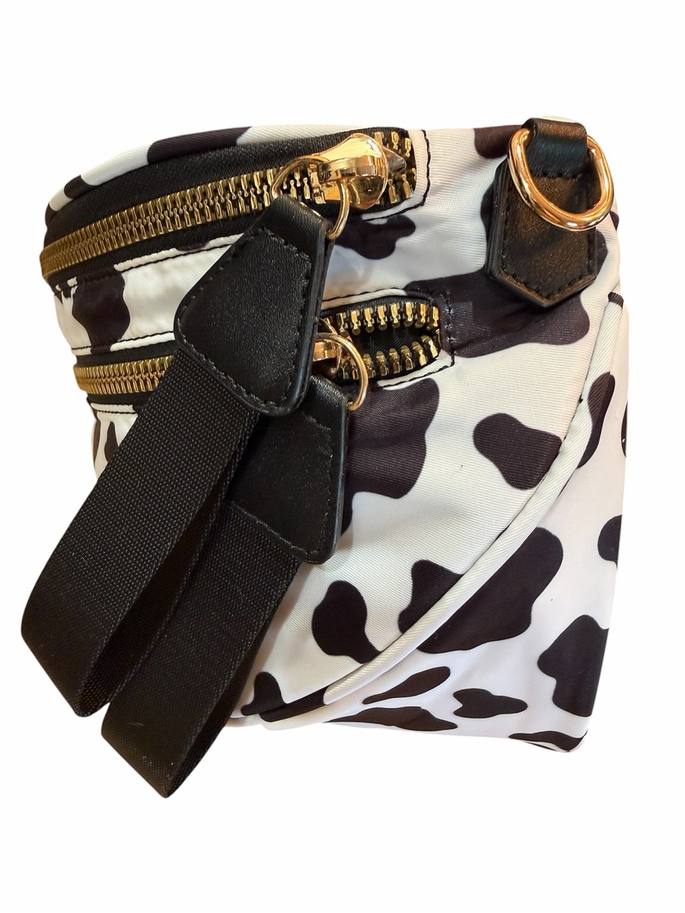 Cow Print Black and White Women's Belt Bag - Picture 3 of 5